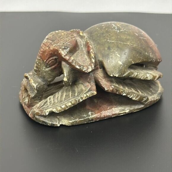 Vintage Egyptian Scarab Stone Carved Apis Bull Head Scarab with hieroglyphics - Picture 3 of 4